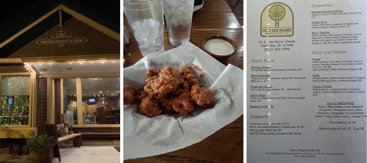 Out Of The Ordinary and Hickory Bar Menu