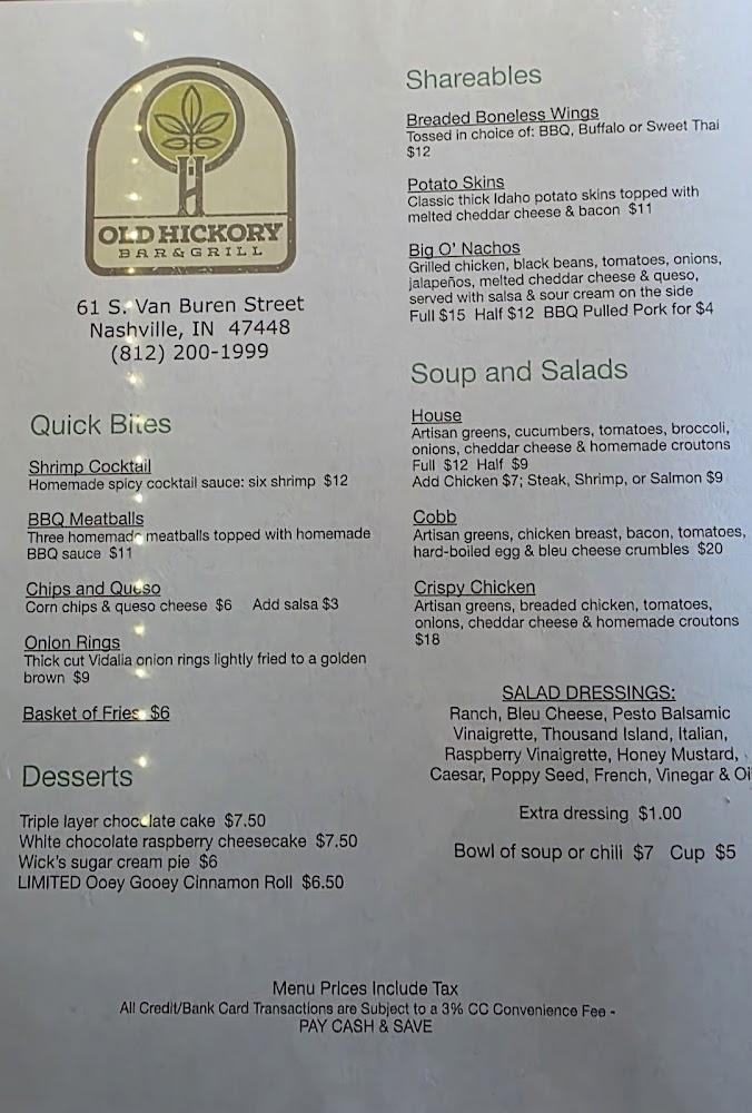 Out Of The Ordinary and Hickory Bar Menu image 1