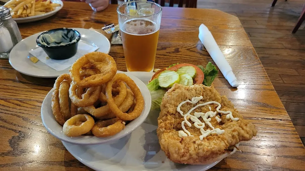Pork Tenderloin Sandwich with Onion Rings